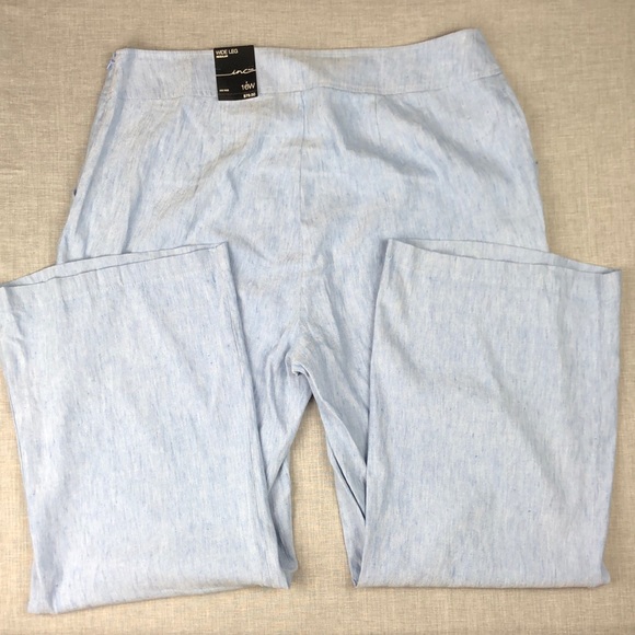 14W 16W 18W INC Wide Leg Chambray Pants Plus Size - Picture 4 of 6